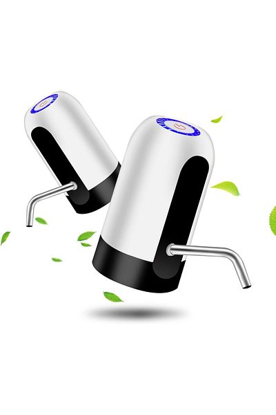 AWH 2 Pcs 5 Gallon Water Dispenser Jug Pump, USB Charging Portable Electric Automatic Pump White)