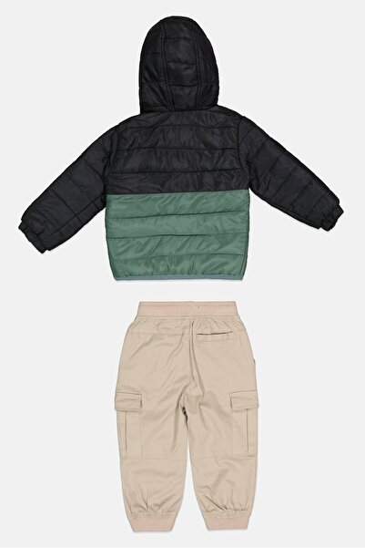 BENCH Toddlers Boy 3 Pcs Brand Logo Puffer Jacket Set, Black