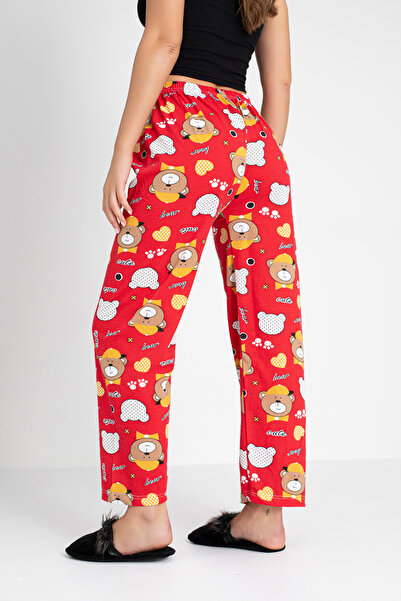 DONEX Cotton Thin Breathable Fabric Ribbon Waist Detail Printed Women's Sleepwear Bottoms Without Pockets