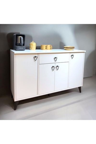 Serçedesign 4 Kapaklı Çekmeceli Kahve Köşesi Dolabı - Mutfak Dolabı - Konsol - Dresuar