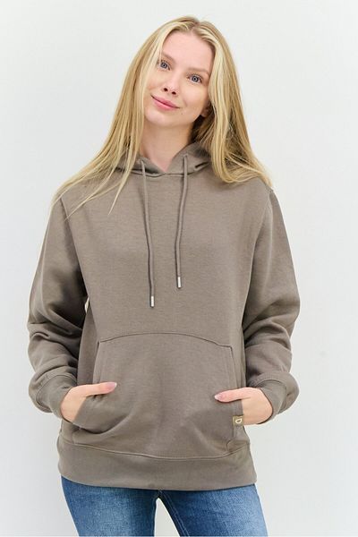 Juice Women Hooded Plain Sweatshirt, Grey