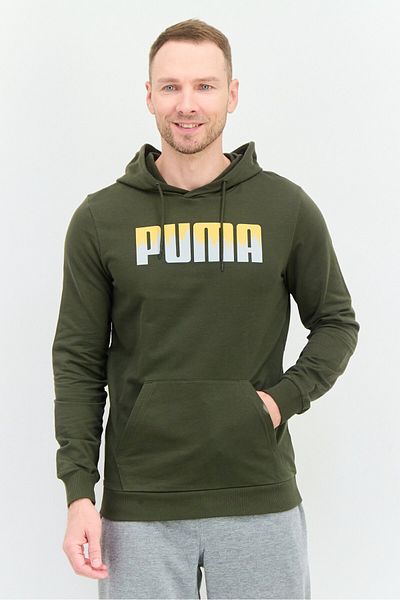 Puma Men Regular Fit Hooded Outdoors Sweatshirt, Deep Olive
