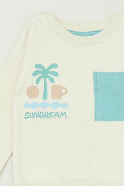 Fulla Moda 100% Cotton Palm Printed Unisex Kids Suit with Pockets