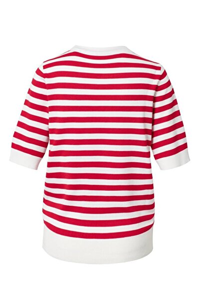 Tchibo Women Round Neck Short Sleeve Stripe Top, White