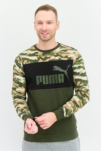 Puma Men Sportswear Fit Outdoors Sweatshirt, Olive Combo