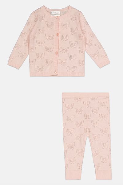 Rock A Bye Baby Boutique Toddlers Girl 2 Pieces Eyelet Textured Sleepwear Set, Light