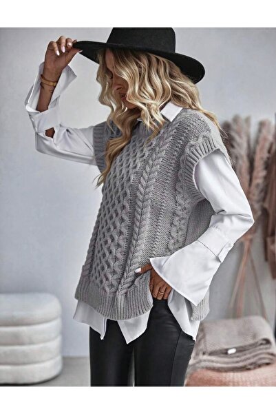 moda mh Knitted Detailed Knitwear Sweater Height 75 cm Width Is 50 cm