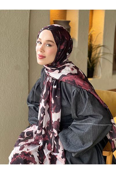 Modakaşmir Şal din bambus cu model abstract acuarelă