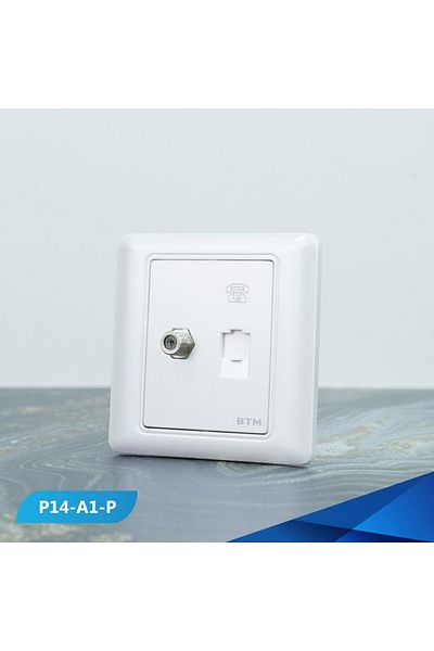 Btm telephone outlet and a pearlescent TV socket -3 pieces