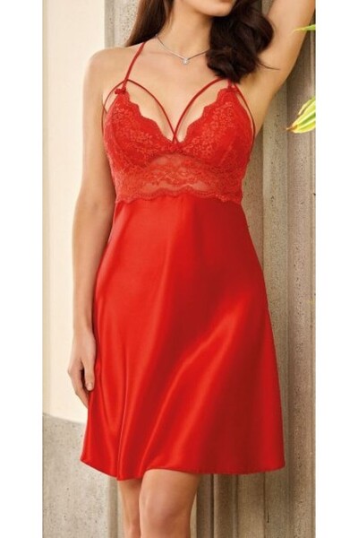 Loule Satin Lace Detailed Women's Rope Strap Nightgown - L.N0.U1.Rt.17