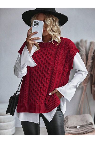 moda mh Knitted Detailed Knitwear Sweater Height 75 cm Width Is 50 cm