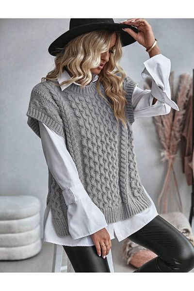 moda mh Knitted Detailed Knitwear Sweater Height 75 cm Width Is 50 cm