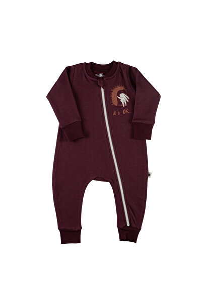 Little Yucca "Warm Zip" Organik Pamuk Kışlık Tulum - Mürdüm