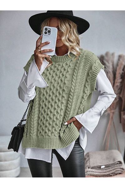 moda mh Knitted Detailed Knitwear Sweater Height 75 cm Width Is 50 cm