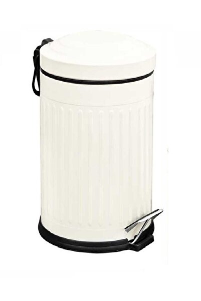 BySevil Λευκός κάδος απορριμμάτων Vintage Pedal 12 λίτρων - Αργό κλείσιμο, με αποσβεστήρα κραδασμών, με δυνατότητα σβήσης