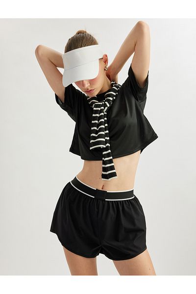 Koton Short Sleeve Crop Crew Neck Sports T-Shirt