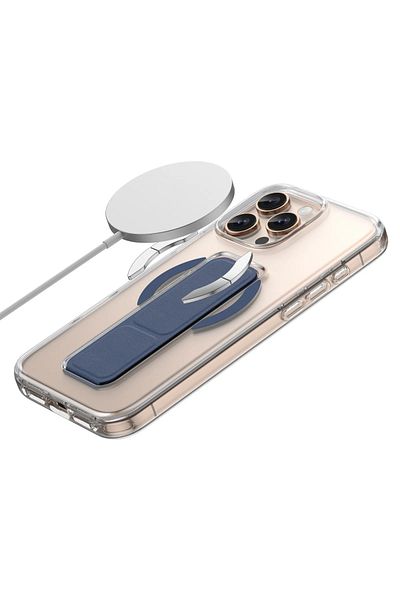 Green Lion Magsafe Leather Grip For iPhone 16 Pro - Dark Blue