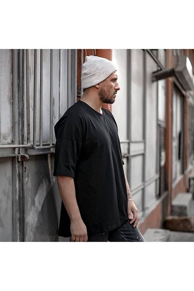Superbluemexico Ανδρικό μπλουζάκι Oversize - Crew Neck, Πλαϊνό φερμουάρ