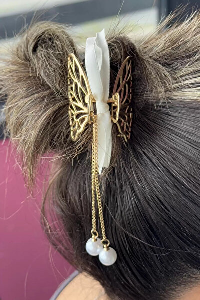 Vitastyle Gold Color Butterfly Figure Metal Latch Buckle with Pearl