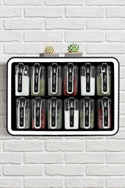 CARNIVAL LAND Set of 12 Self-Adhesive Spooned Stand Spice Rack Set with Lid, ...