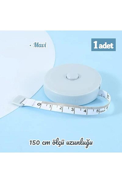 MAB 1.5 Meter Automatic Wrap Mini Tape Measure - Blue, 150 cm Roller Tailor Tape Measure