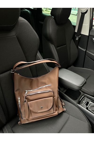 Swaggo collections Women's Satin Leather Multi-Compartment Sling Sleeve Backpack and Shoulder Bag