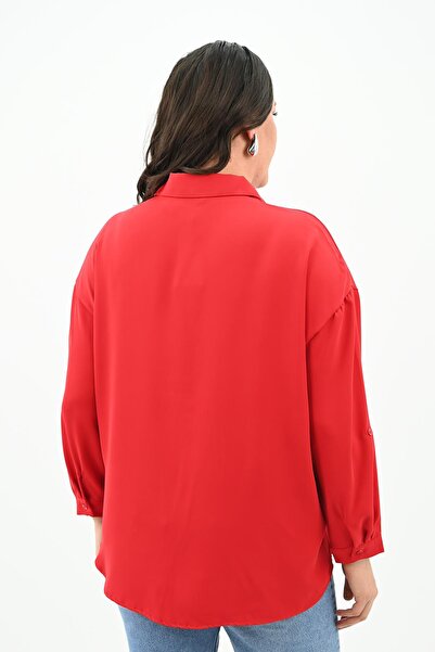 Koza Butik Women's Large Size Tie Detailed Shirt 1709-25