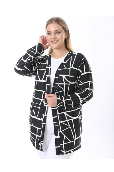 THE CABIN Women's Plus Size Modern Patterned Cardigan
