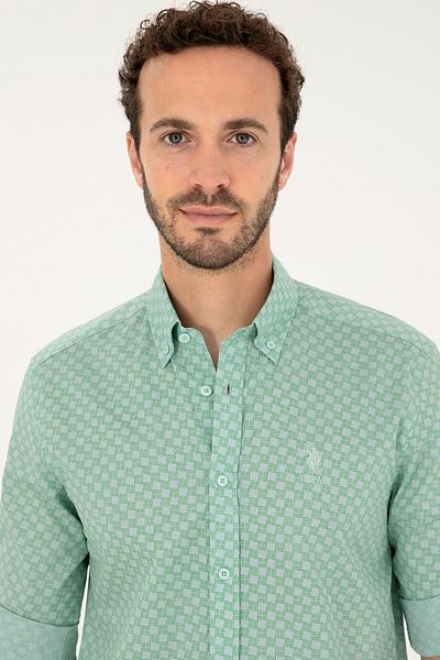 U.S. Polo Assn. Men's Aqua Green Long Sleeve Shirt 50282861 -Vr048