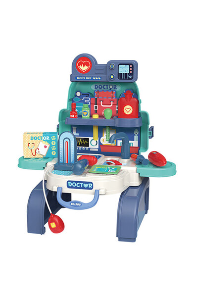 Little Story مجموعة ألعاب الطبيب/الممرضة/العيادة المدرسية (23 قطعة) - أزرق، و...