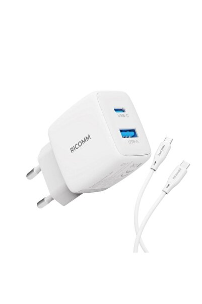 Ricomm 25w Gan Usb-c Usb-a Şarj Aleti Pps Pd Hızlı Şarj Cihazı 2 Metre Type-c 60w Şarj Kablosu