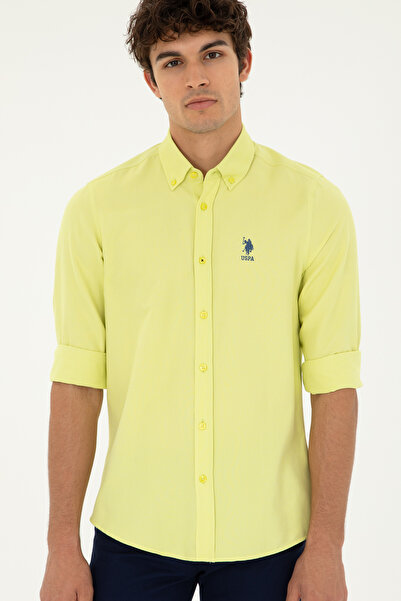 U.S. Polo Assn. Ανδρικό πουκάμισο με μακριά μανίκια σε πράσινο χρώμα φιστικιο...