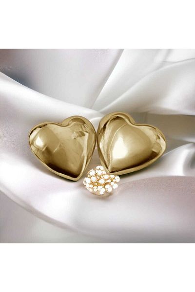 feyza collection Gold Color Big Heart Earrings