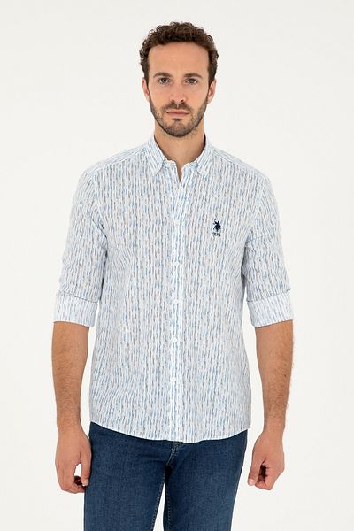 U.S. Polo Assn. Cămașă albastru deschis pentru bărbați - mânecă lungă, model 50282825 -VR003