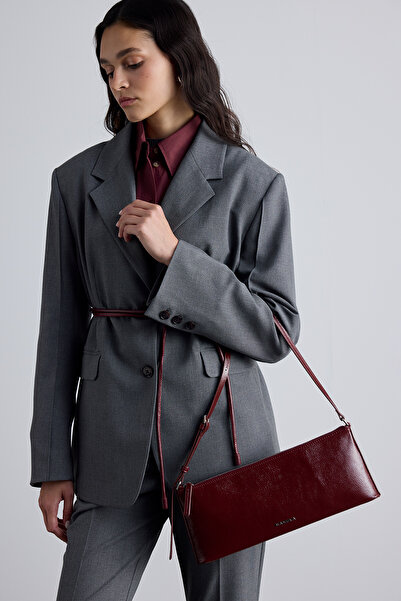Manuka Burgundy Thin Strap Patent Leather Bag