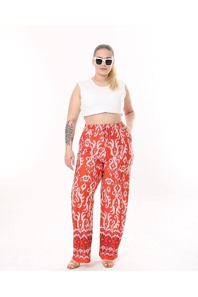 THE CABIN Women's Large Size Ethnic Patterned Pants