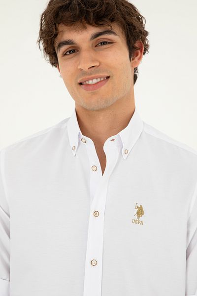 U.S. Polo Assn. Λευκό μακρυμάνικο ανδρικό πουκάμισο -50288654-vr049