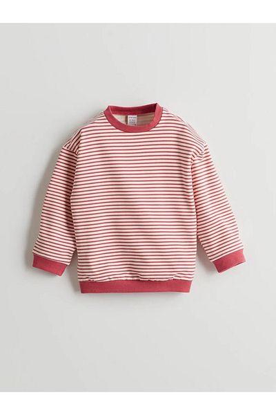 LC Waikiki Lcw Baby Pink Striped Baby Girl Sweatshirt and Leggings 2 Pcs