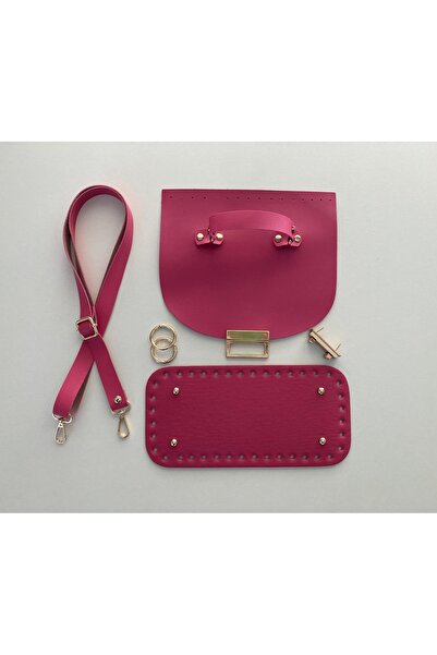 FERİHA HOBİ AKSESUAR حقيبة جلدية محبوكة - مع غطاء وحزام وقاعدة دائرية