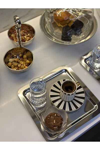 NY HOME 6-Piece Steel 22 cm Square Tee, Coffee, Cake Decorative Service Table