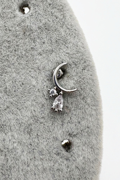 DM AKSESUAR Kıkırdak Helix Tragus Conch Flat Lobe Taşlı Hilal Ay Model Piercing