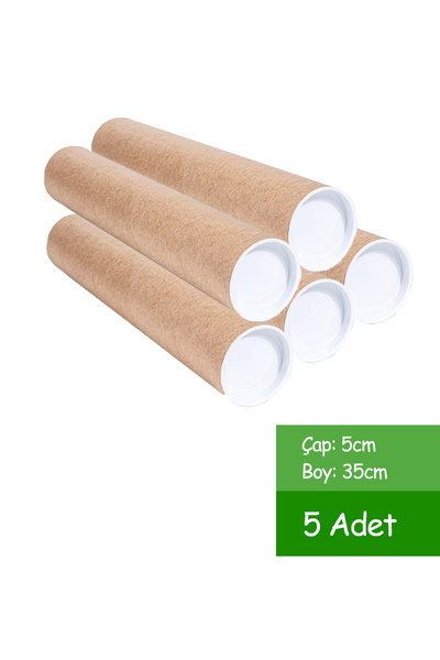 BiWini 5 Adet Postüp Kapaklı Silindir Kutu Karton Rulo 5 Cm X 35 Cm