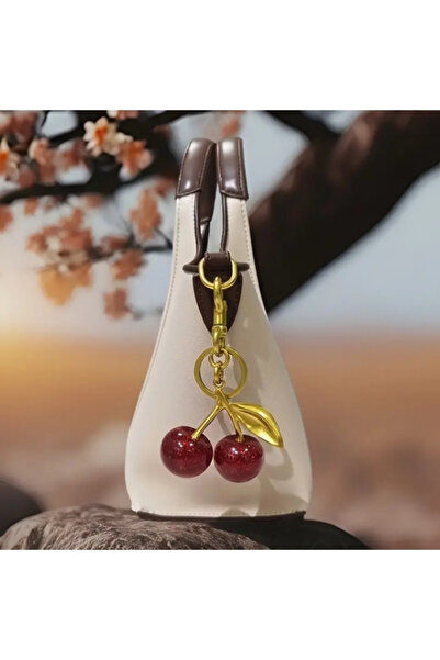 Halımax Shimmering Cherry Fruit Bag Charm Gift Keychain Red Bag Accessory Backpack Ornament