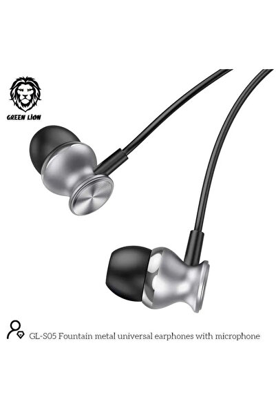 Green Lion Metal Earphones 3.5Mm - Black