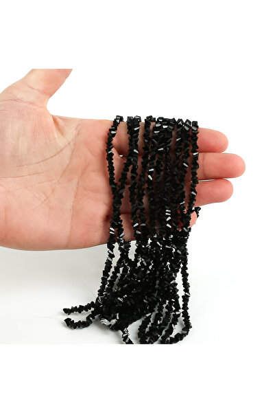 yfhobi 1 Dizi (110-120Adet) - 4 mm Üçgen Kristal Cam Boncuk Dizisi Mat Siyah ...