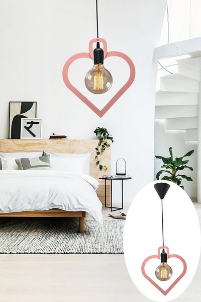 Nurnivus Modern Rustic Wooden Chandelier - Heart Single, Young Children's Room and Pendant Lamp