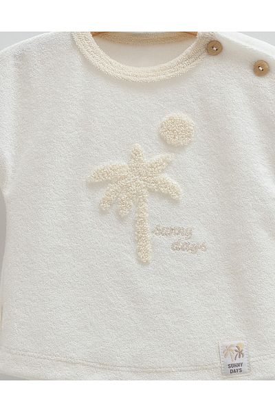 Caramell Baby Boy Set 100% Cotton Terry Fabric Palm Patterned 2025 Summer Season