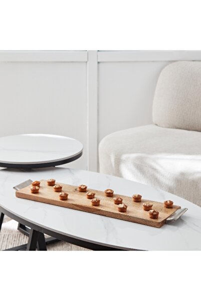 Home Box صينية خشبية رائعة بمقبض معدني - 70×19×3 سم