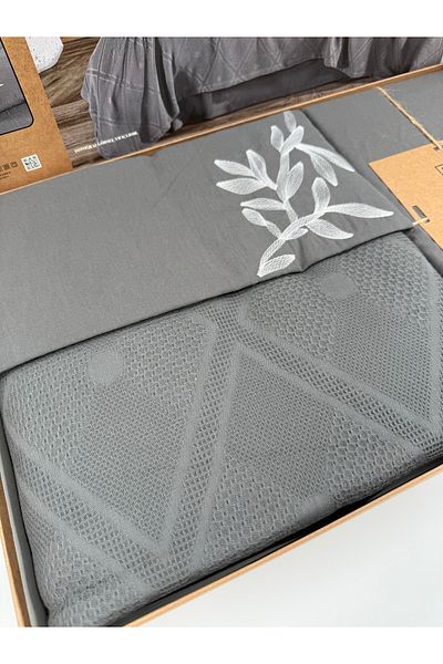 AYHANHOME Premium Double Waffles 100% Cotton, Honeycomb Design Embroidered Double Boxed Pique Set