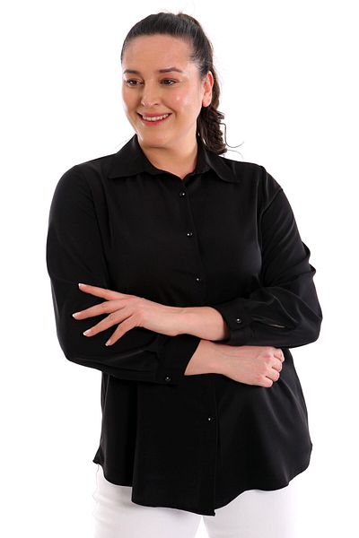 Metpoint Trend42Plus Plus Size Basic Black Shirt